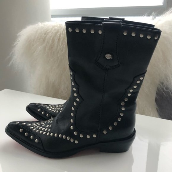 Harley Davidson Studded Western Leather Boots 5 - Picture 3 of 8